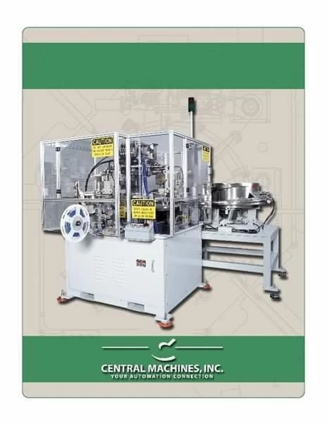 Data sheet cover with a white continuous motion assembly machine and a reel feeder