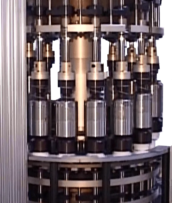 Close-up of the spindle head of a continuous motion machine