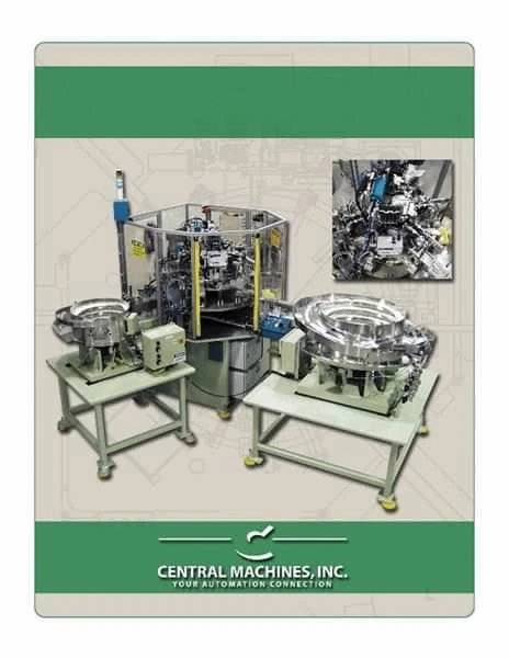 Data sheet cover with a rotary assembly machine and two bowl feeders